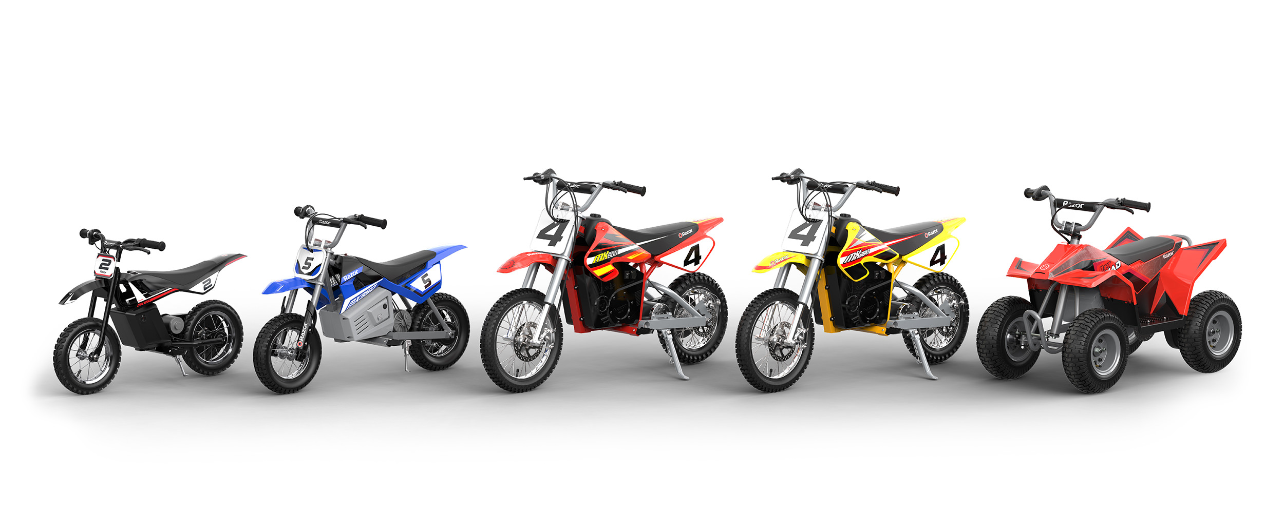 Family of Dirt Rockets all lined up next to each other.